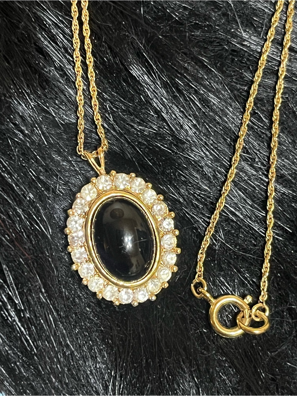 Vintage Trifari Black Rhinestone Necklace